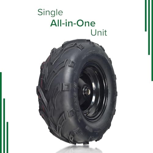 Coleman KT196 Rear Wheel Assembly - Tire Replacement, 16x6-8 Steel Rim with V-Tread Tires