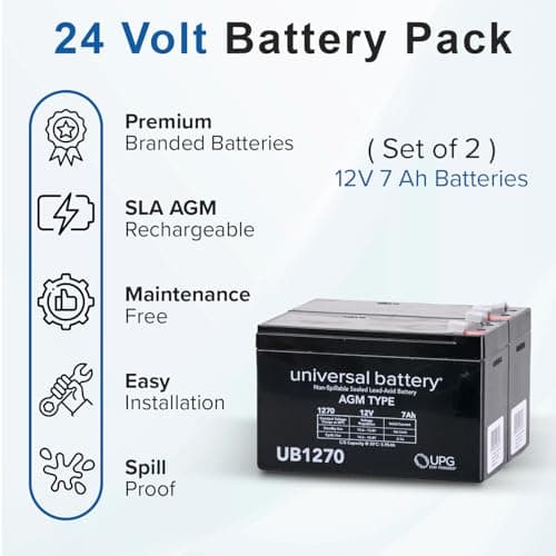 AlveyTech 24 Volt Battery Pack for Razor Pocket Mod Electric Scooter - Premium Rechargeable AGM Batteries, Replacement Set of 2, 7 Ah, Vespa Moped Style Scooters

AlveyTech 24 Volt Battery Pack for Razor Pocket Mod Electric Scooter - Replacement Set