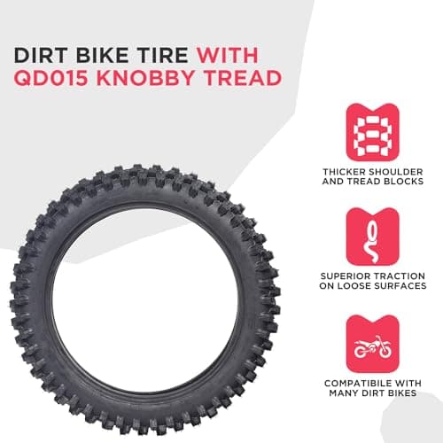 Durable 90/100-16 Pneumatic Tire for Dirt Bikes - Aggressive Knobby Tread
