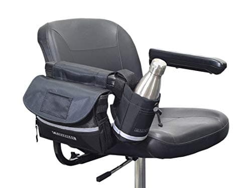 AlveyTech Mobility Scooter Saddle Bag & Cup Holder Combo (Black/Black)