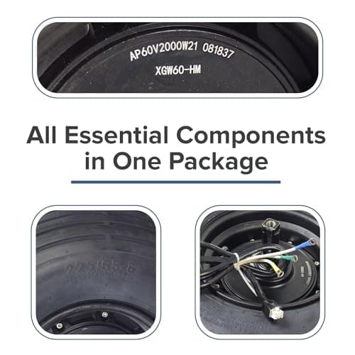 AlveyTech 60V 1500W Hub Motor & 18x9.50-8 Rear Wheel Assembly for Electric Fat Tire Scooters - For MotoTec MT-FatTire 2000