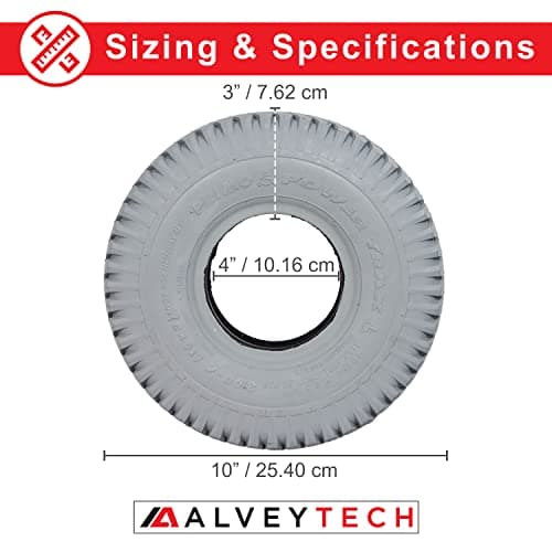 AlveyTech 3.00-4 Mobility Tire and Inner Tube Set - Fits Pride Chairs, Scooters, Wheelbarrow, Hand Trucks, E-Wheel Chairs