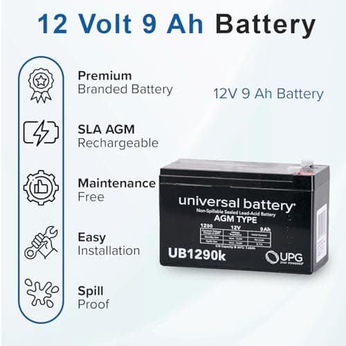 AlveyTech 12 Volt Battery Pack for Razor Power Core E90/90/E95/E90 Glow & E90 Accelerator Scooters - 9 Ah Rechargeable AGM Battery with Wiring Harness - Replacement