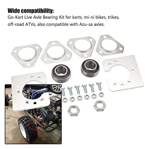 Live Axle Bearing Kit for 1 inch Go-Karts with Azusa Axles and 3-Hole Flangettes