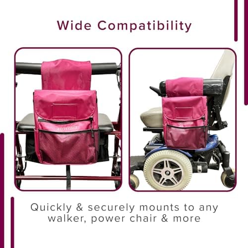 AlveyTech Saddle Bag for Mobility Scooter - Armrest Accessories Holder for Wheelchairs and Electric Scooters