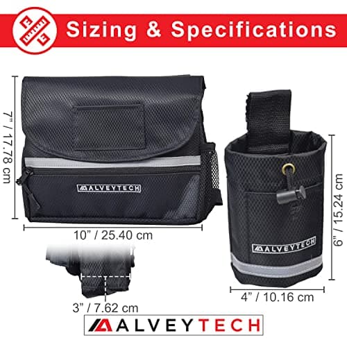 AlveyTech Mobility Scooter Saddle Bag & Cup Holder Combo (Black/Black)