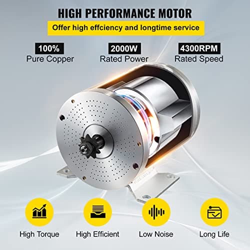 Electric Brushless DC Motor 48V 2000W High Speed Motor Kit for Go Kart ATV Scooter Motorcycle