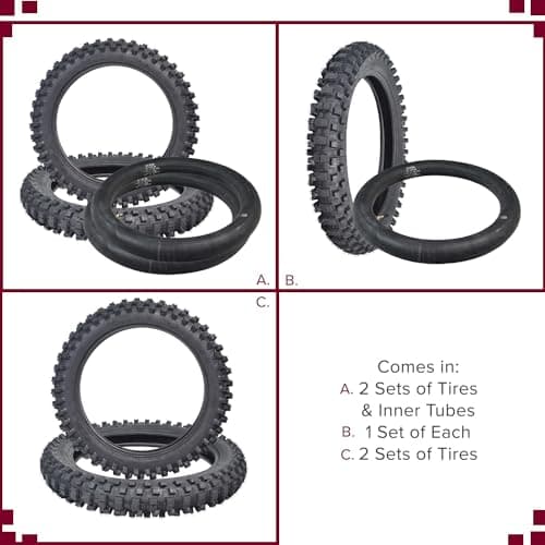 Durable 90/100-16 Pneumatic Tire for Dirt Bikes - Aggressive Knobby Tread
