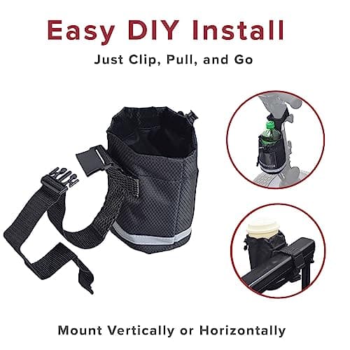 AlveyTech Mobility Scooter Saddle Bag & Cup Holder Combo (Black/Black)