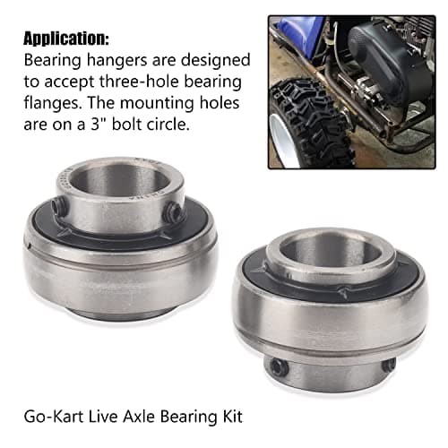 Live Axle Bearing Kit for 1 inch Go-Karts with Azusa Axles and 3-Hole Flangettes