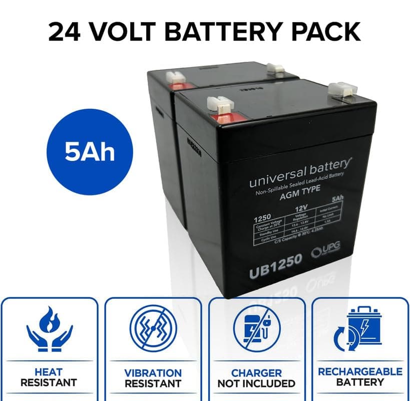 AlveyTech 24 Volt Battery Pack (5 Ah) - Replacement for Razor E100, E100 Glow, E125 Scooters
| Universal Rechargeable Scooter SLA/AGM Battery Pack (12V, Set of 12) for Electric Mini Scooter
| AlveyTech 24 Volt Battery Pack (5 Ah) - Suitable for Razo