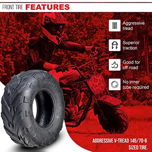 AlveyTech 145/70-6 Front Tire with V-Tread - fits Coleman KT196/CK196-T Go-Kart