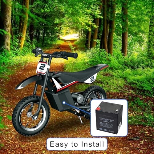 AlveyTech 12 Volt Battery Kit for Razor MX125 Dirt Rocket Electric Dirt Bike - Replacement AGM Battery with Wiring Harness (5 Ah) - Premium Rechargeable Battery for Electric Bikes