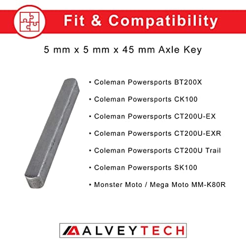 5mm x 5mm x 45mm Axle Key for Mini Bikes and Go-Karts