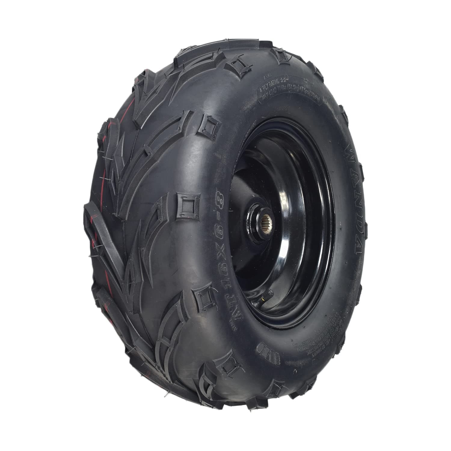 Coleman KT196 Rear Wheel Assembly - Tire Replacement, 16x6-8 Steel Rim with V-Tread Tires